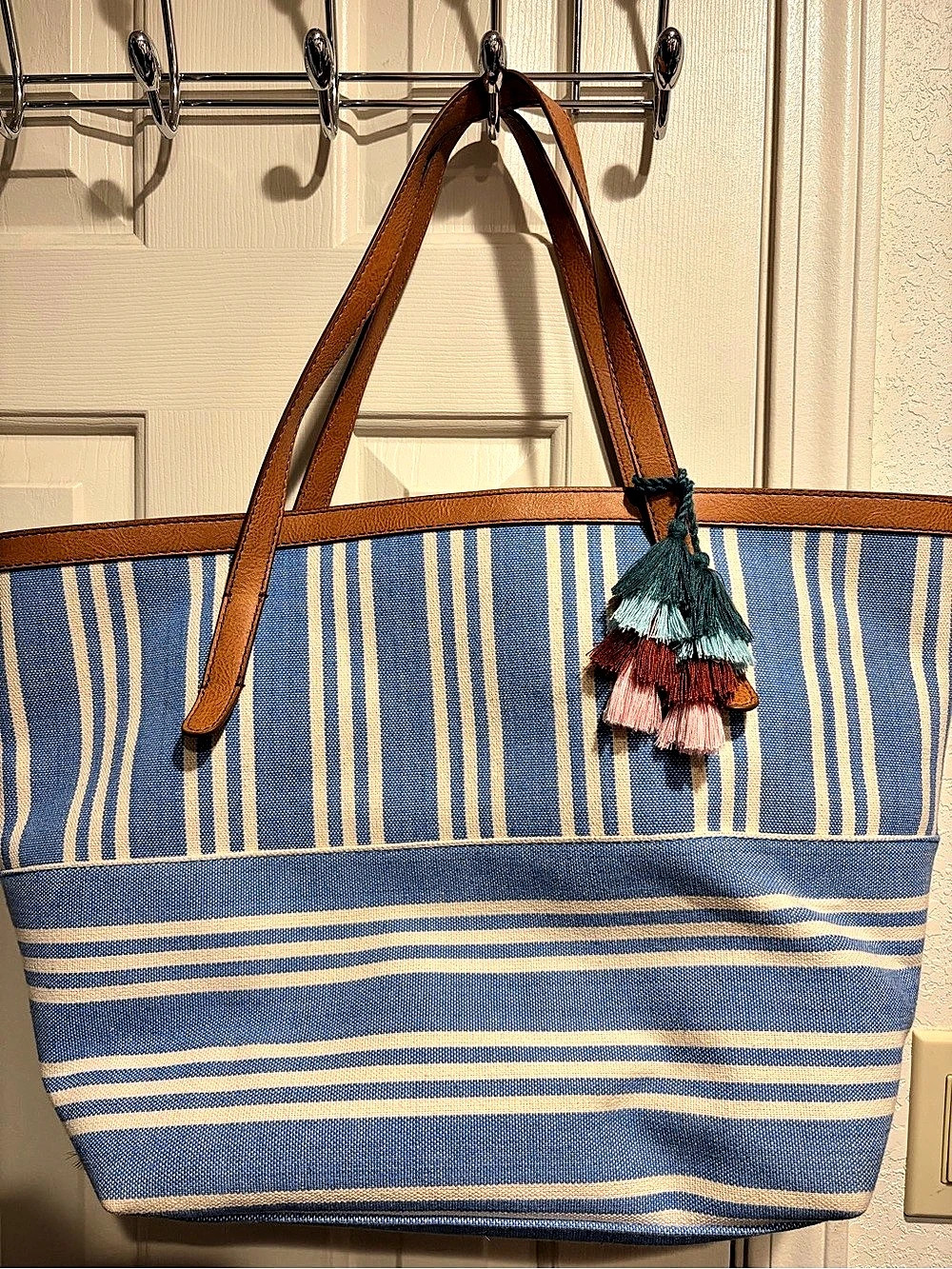 Bessell Striped Tote Bag in Blue & Brown